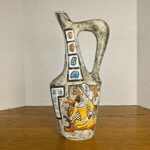 Vintage Mid Century Art Pottery Jug Vase 12” Textured Figural Design